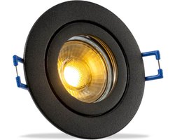 IP44 Platte LED inbouwspot Vivian - badkamer of buiten - Ronde spot - Zwart - Extra Warm Wit - 2700K - 3.8 Watt - Integral