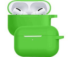 Case - Geschikt voor Apple AirPods Pro 2 - Siliconen Hoes met Clip - Silicone Hoesje Cover - Groen