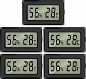 5-pack mini LCD digitale thermometer hygrometer, temperatuurmeter vochtigheidsmeter luchtvochtigheid tester voor broeikas/auto/thuis/kantoor -50 °C ~ 70 °C
