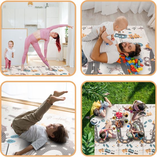 LIONELO Robby Opvouwbare Dubbelzijdige Speelmat 180x200 cm | Dikke XPE Schuim Speelkleed voor Baby & Kind | Waterdicht, Antislip & Vrij van Schadelijke Stoffen | Inclusief Draagtas | Safari & Stad LIONELO Robby Opvouwbare Dubbelzijdige Speelmat 180x200 cm | Dikke XPE Schuim Speelkleed voor Baby & Kind | Waterdicht, Antislip & Vrij van Schadelijke Stoffen | Inclusief Draagtas | Safari & Stad