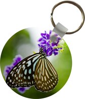 Sleutelhanger - Lavendel - Vlinder - Botanisch - Plastic - Rond - Uitdeelcadeautjes