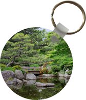 Sleutelhanger - Japans - Natuur - Water - Stenen - Bomen - Plastic - Rond - Uitdeelcadeautjes