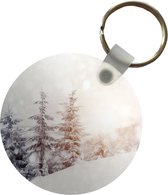 Sleutelhanger - Boom - Sneeuw - Winter - Plastic - Rond - Uitdeelcadeautjes