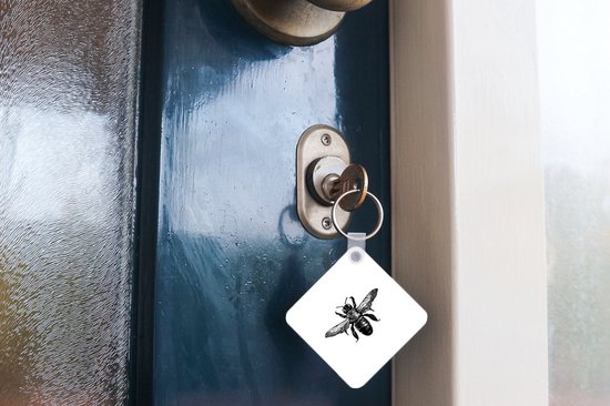 Porte-clés - Cadeaux à distribuer - Abeille - Insecte - Vintage - Zwart et blanc - Plastique