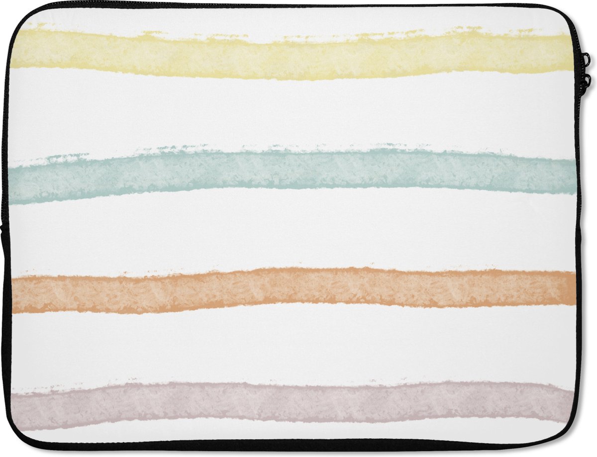 Laptophoes - Regenboog - Patroon - Lijnen - Pastel - Laptop - Laptop case - 15 6 Inch