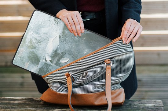 Housse d’ordinateur portable - Peinture - Vert - Blauw - Wit - Rayures - Housse d’ordinateur portable - Ordinateur portable - 13 pouces - Housse d’ordinateur portable