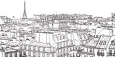 Fotobehangkoning - Behang - Vliesbehang - Fotobehang XXL - Schetsboek Parijs en Eiffeltoren - 550 x 270 cm