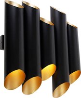 QAZQA whistle - Moderne Wandlamp Up Down voor binnen - 10 lichts - D 14 cm - Zwart Goud - Woonkamer | Slaapkamer | Keuken