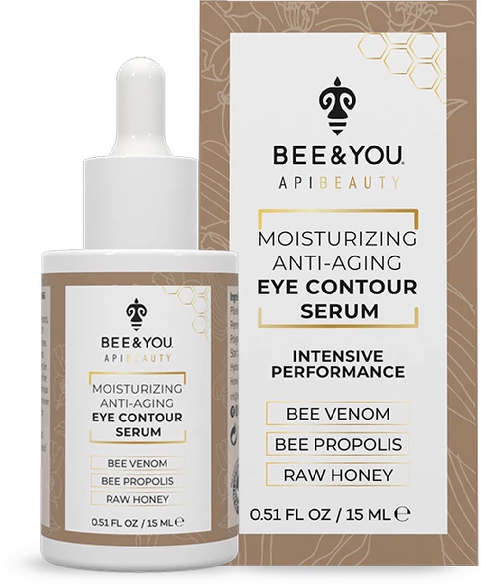 BEE&YOU Natuurlijke Anti-aging Oogcontour Serum met Rijke Antioxidanten - Bijengif+ Propolis + Rauwe Honing - Diepe Hydratatie en Rimpelbehandeling - 15 ml