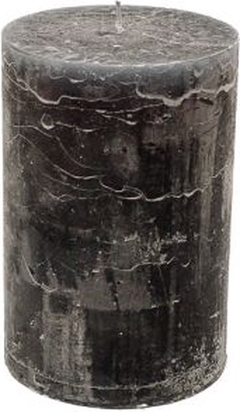 Bougie pilier - gris foncé - 10x15cm - paraffine - lot de 3
