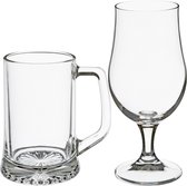 Secret de Gourmet Bierglazen set - bierpullen/bierglazen op voet - 8x stuks - glas