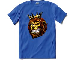 Oranje Leeuw - WK en EK voetbal - koningsdag en Koninginnedag feest kleding - T-Shirt - Heren - Royal Blue - Maat 3XL