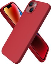 Compatibel met iPhone 14, hoes 6,1 inch 2022, siliconen case, ultradun, volledige bescherming, vloeibare siliconen telefoonhoes, bescherming voor iPhone 14 6,1 inch 2022, rood