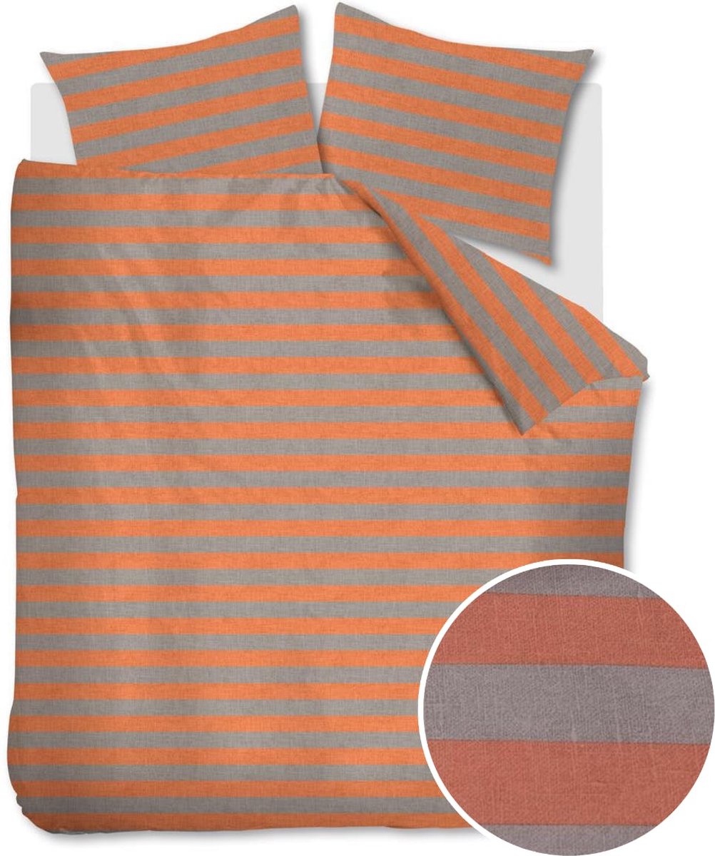 vtwonen Bold Stripe dekbedovertrek - Lits-Jumeaux - 240x200/220 - Perzik