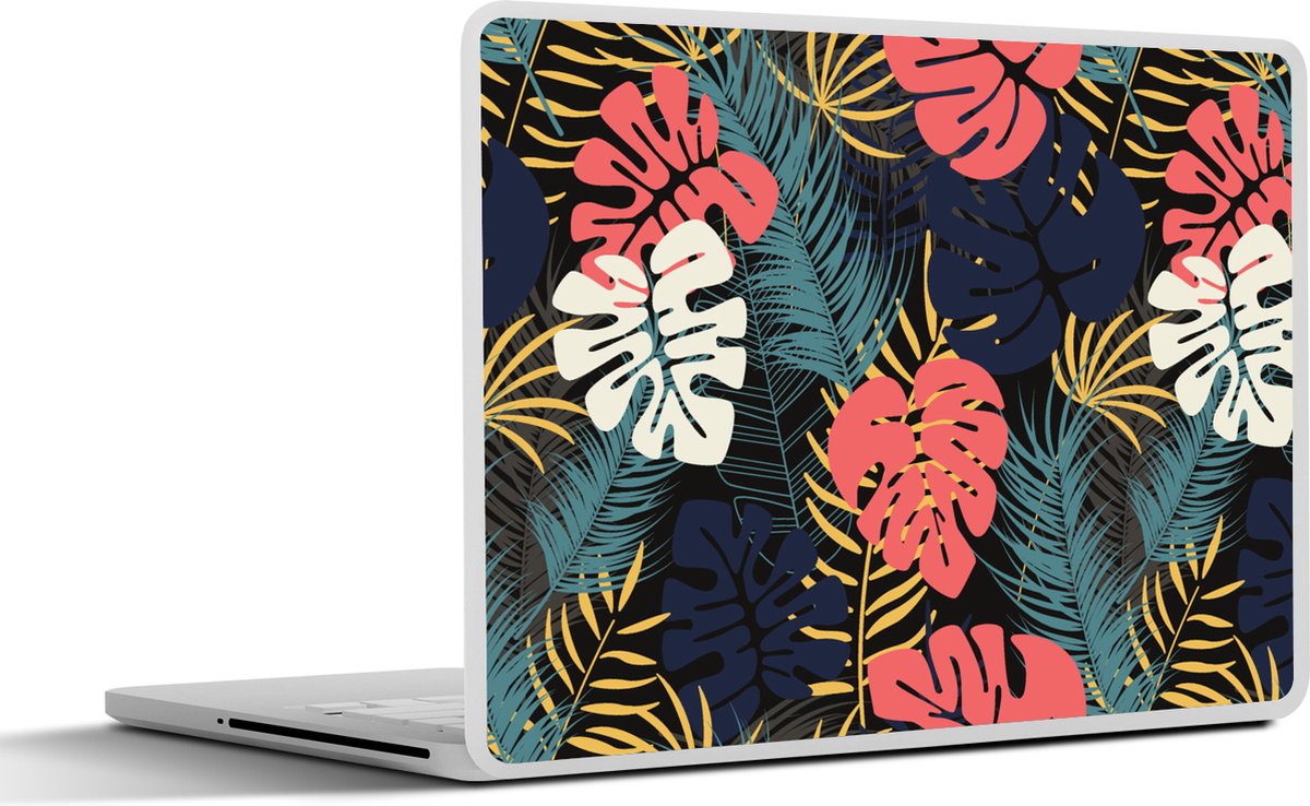 Laptop sticker - 12.3 inch - Flora - Goud - Patronen - Hawaii - Tropisch - 30x22cm - Laptopstickers - Laptop skin - Cover