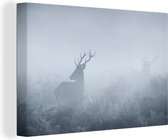 Cerf dans la brume Toile 90x60 cm - Tirage photo sur toile (Décoration murale salon / chambre) / Peintures sur toile animaux sauvages