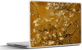 Laptop sticker - 10.1 inch - Amandelbloesem - Kunst - Van Gogh - Goud - 25x18cm - Laptopstickers - Laptop skin - Cover