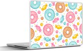 Laptop sticker - 17.3 inch - Snoep - Donuts - Patronen - 40x30cm - Laptopstickers - Laptop skin - Cover