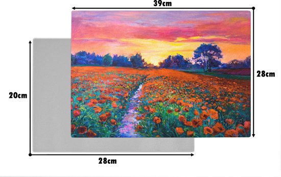 Planche à découper en Verres - 39x28 - Peinture - Nature - Fleurs - Peinture à l'huile - Planches à découper en Glas