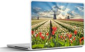 Laptop sticker - 12.3 inch - Windmolen - Tulpen - Lucht - Natuur - 30x22cm - Laptopstickers - Laptop skin - Cover