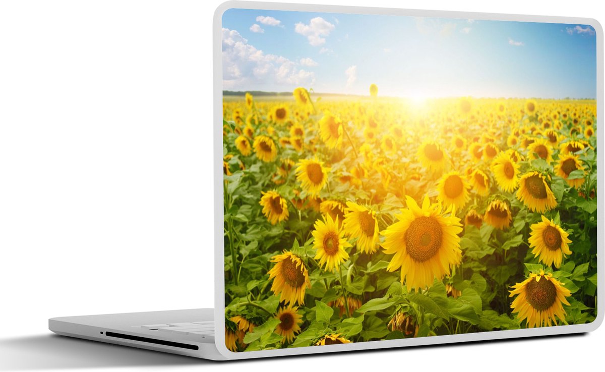 Laptop sticker - 12.3 inch - Zonnebloem - Zon - Wolken - 30x22cm - Laptopstickers - Laptop skin - Cover