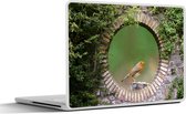 Laptop sticker - 17.3 inch - Vogel - Doorkijk - Roodborstje - 40x30cm - Laptopstickers - Laptop skin - Cover