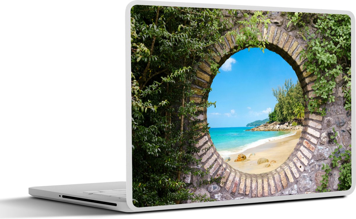 Laptop sticker - 13.3 inch - Strand - Zee - Doorkijk - Zomer - 31x22,5cm - Laptopstickers - Laptop skin - Cover