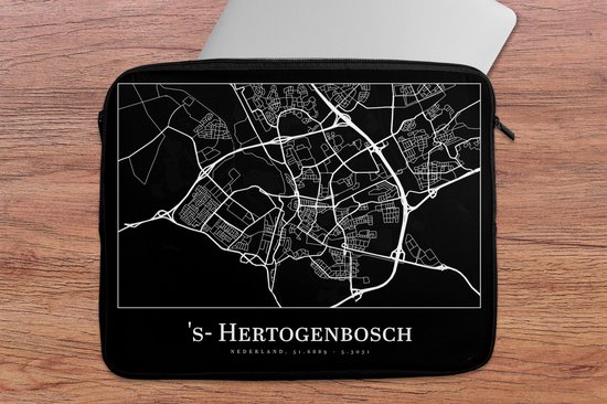 Housse pour ordinateur portable 15,6 pouces - Carte - 's-Hertogenbosch - Plan de la ville - Carte - Housse pour ordinateur portable - Dimensions intérieures 39,5x29,5 cm