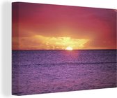 Canvas Schilderij Zonsondergang over paarse zee - 30x20 cm - Wanddecoratie
