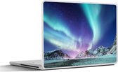 Laptop sticker - 14 inch - Noorderlicht - Sneeuw - Berg - Noorwegen - 32x5x23x5cm - Laptopstickers - Laptop skin - Cover