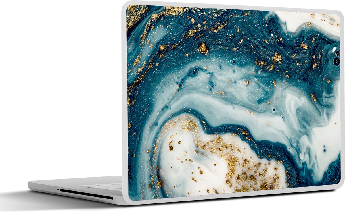 Laptop sticker - 15.6 inch - Marmer - Verf - Glitter - Goud - 36x27,5cm - Laptopstickers - Laptop skin - Cover - SleevesAndCases