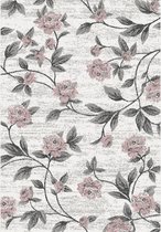 Aledin Carpets Funchal Laagpolig Vloerkleed 160x230cm Grijs/Roze tapijt voor woonkamer