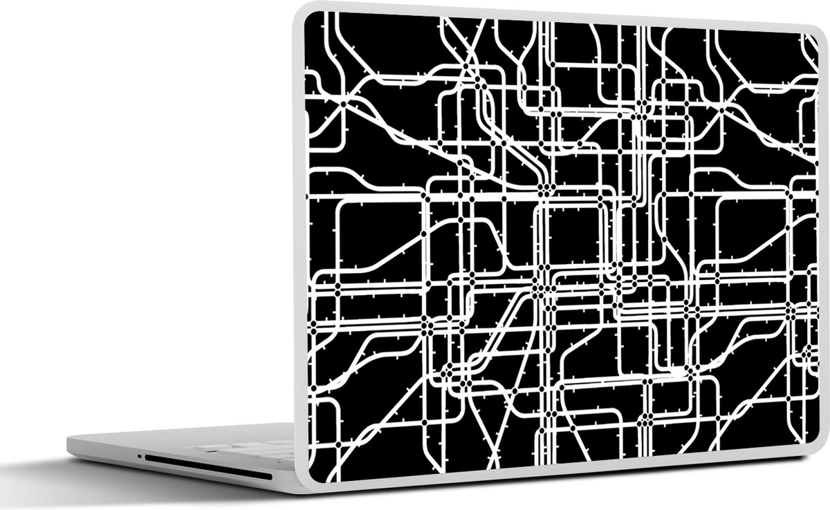 Laptop sticker - 10.1 inch - Netwerk - Patronen - Zwart Wit - Computer - 25x18cm - Laptopstickers - Laptop skin - Cover