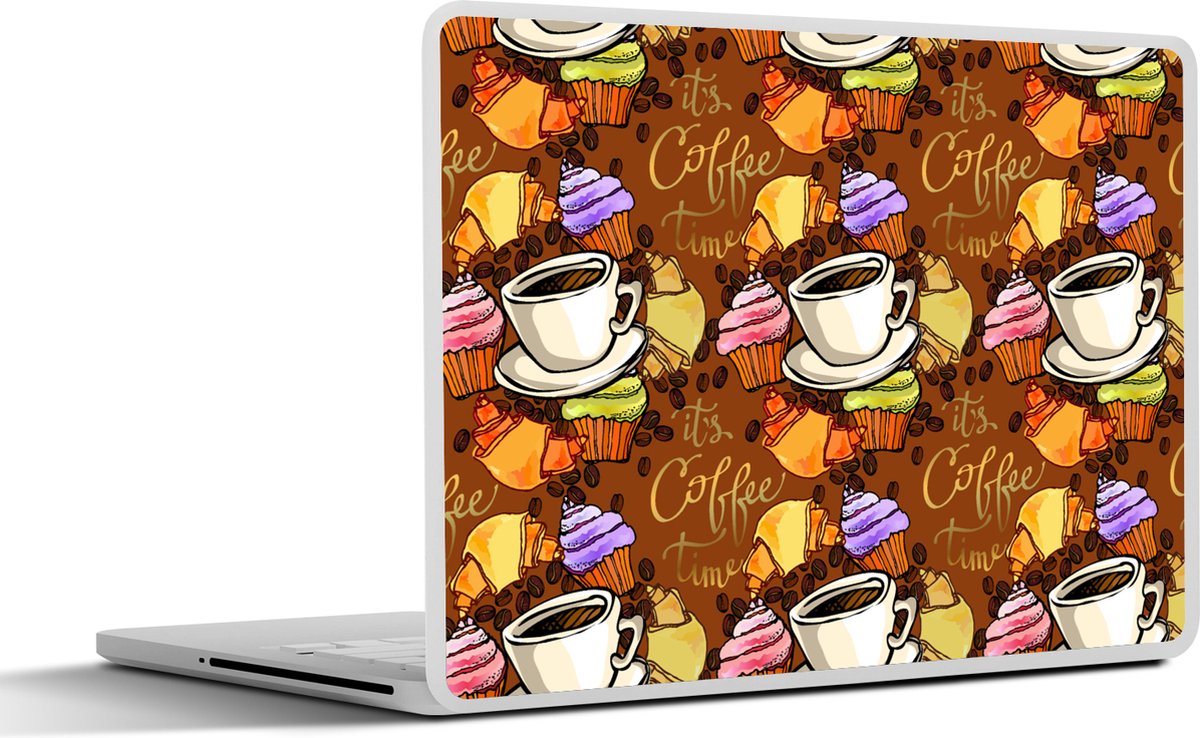 Laptop sticker - 11.6 inch - Koffie - Croissant - Patronen - Ontbijt - 30x21cm - Laptopstickers - Laptop skin - Cover