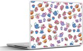 Laptop sticker - 15.6 inch - Patronen - Thee - Rozen - Theepot - 36x27,5cm - Laptopstickers - Laptop skin - Cover