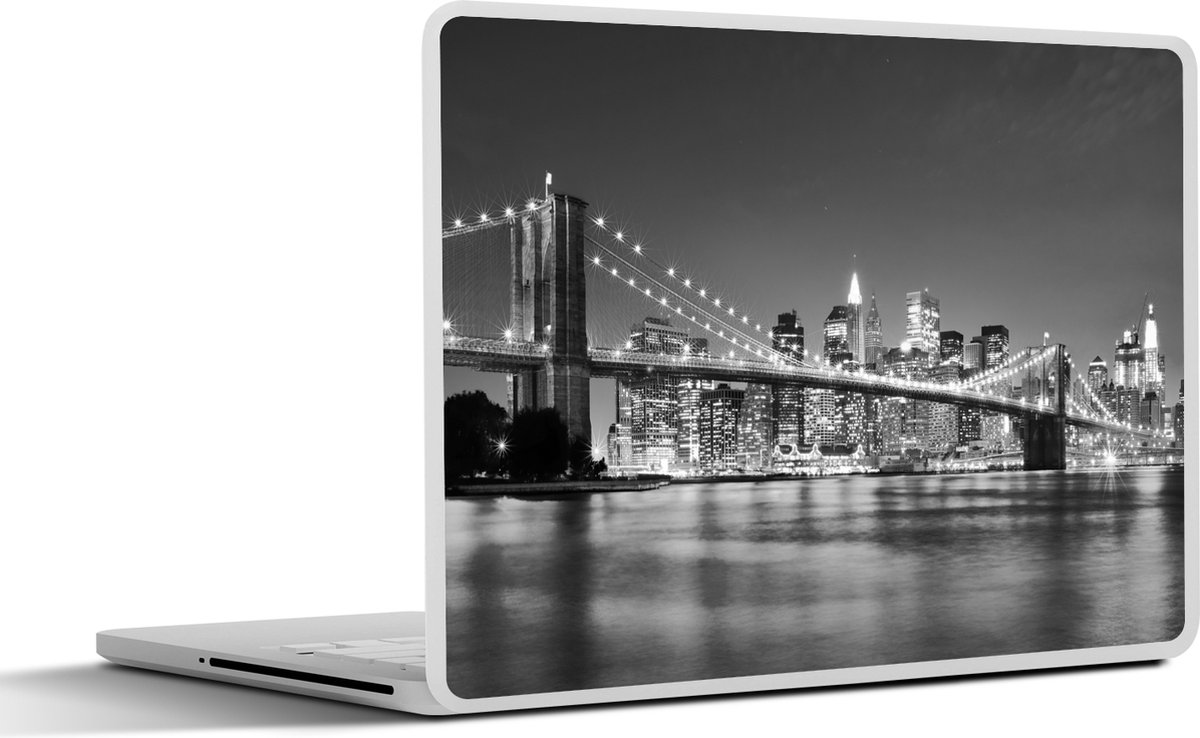 Laptop sticker - 17.3 inch - New York - Brug - Brooklyn - Zwart wit - Architectuur - 40x30cm - Laptopstickers - Laptop skin - Cover