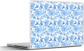 Sticker pour ordinateur portable - 12,3 pouces - Fleurs - Roses - Blauw - Motifs