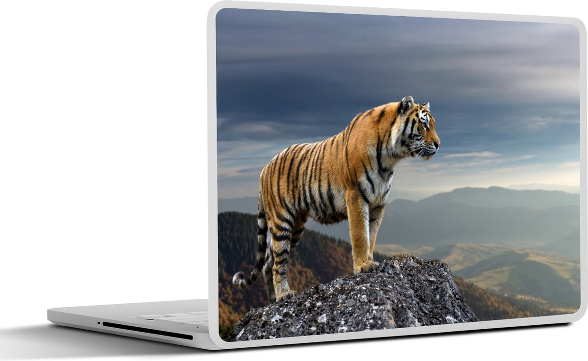 Laptop sticker - 15.6 inch - Tijger - Berg - Natuur - Landschap - 36x27,5cm - Laptopstickers - Laptop skin - Cover
