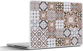 Laptop sticker - 17.3 inch - Patronen - Vintage - Bruin - Bloemen - vormen - 40x30cm - Laptopstickers - Laptop skin - Cover