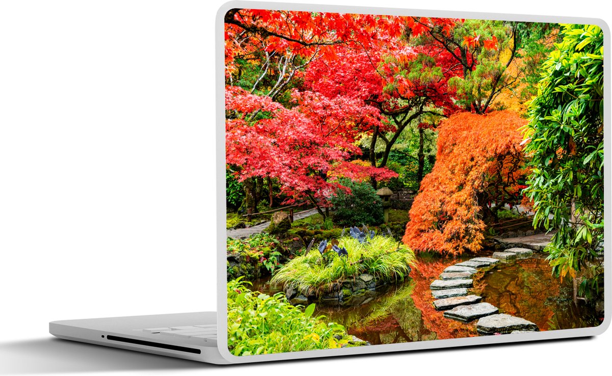 Laptop sticker - 12.3 inch - Bomen - Japans - Stenen - Pad - Natuur - 30x22cm - Laptopstickers - Laptop skin - Cover