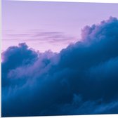 WallClassics - Panneau en mousse PVC - Nuages avec lueur bleue - Photo 80x80 cm sur panneau en mousse PVC (avec système de suspension)