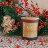 LONT candles - sojawas Kerst geurkaars - Gingerbread man - anijs, kaneel / karamel, vanille - vrij van paraffine en ftalaten - handgemaakt - rood - 520 gram