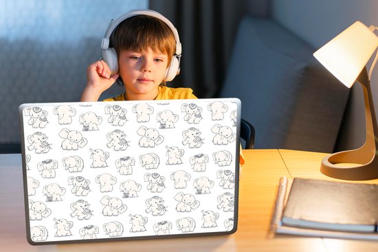 Sticker pour ordinateur portable - 15,6 pouces - Éléphant - Motif - Bébé - 36x27,5cm - Autocollants pour ordinateur portable - Skin pour ordinateur portable - Housse