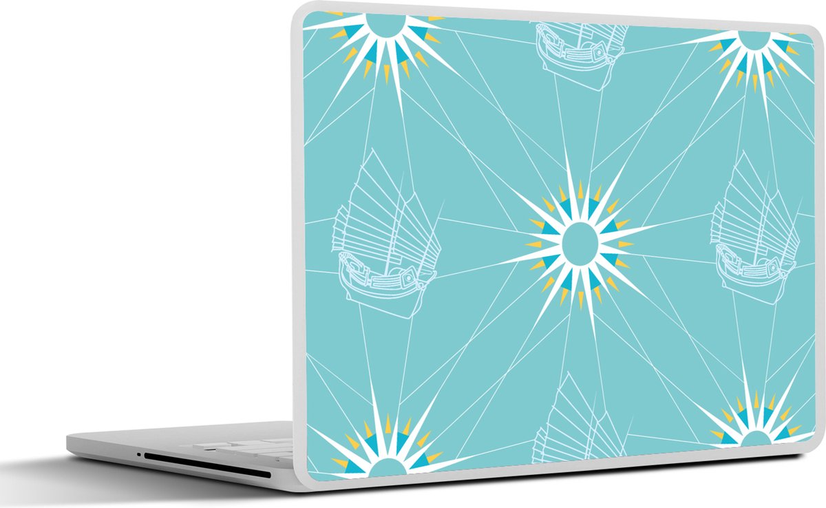 Laptop sticker - 15.6 inch - Kompas - Zeilen - Boot - Patronen - 36x27,5cm - Laptopstickers - Laptop skin - Cover