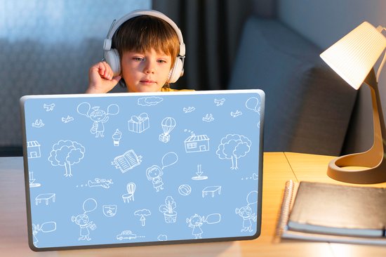 Sticker pour ordinateur portable - 17,3 pouces - Motifs - Naissance - Blauw - 40x30cm - Autocollants pour ordinateur portable - Skin ordinateur portable - Housse