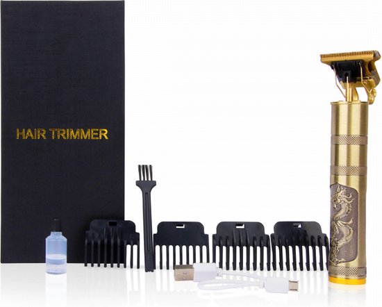 Tondeuse Sans Fil Dragon Vintage Professionnelle Pour Cheveux Et Barbe - 4 Têtes, Dorée, Neuve