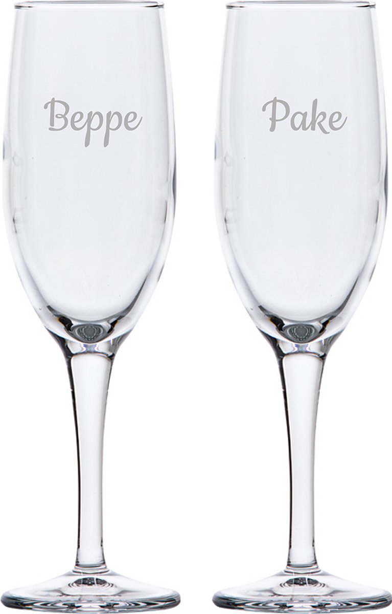 Gegraveerde Champagneglas 16,5cl Pake & Beppe
