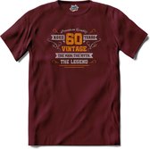 60 Jaar vintage legend - Verjaardag cadeau - Kado tip - T-Shirt - Heren - Burgundy - Maat L
