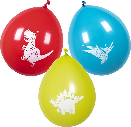 Boland - Set 6 Latex ballonnen Dino party - Multi - Knoopballon