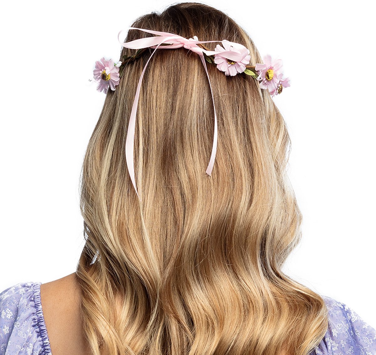 Boland - Hoofdband Mallorca Roze - Één maat - Volwassenen - Vrouwen - 60's & 70's - Hippie & Flower Power - Hawaii - Ibiza - Bohemian - Festival — afbeelding 7